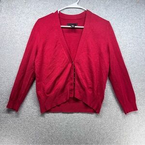 Apostrophe Red Cropped V‑Neck Button Cardigan